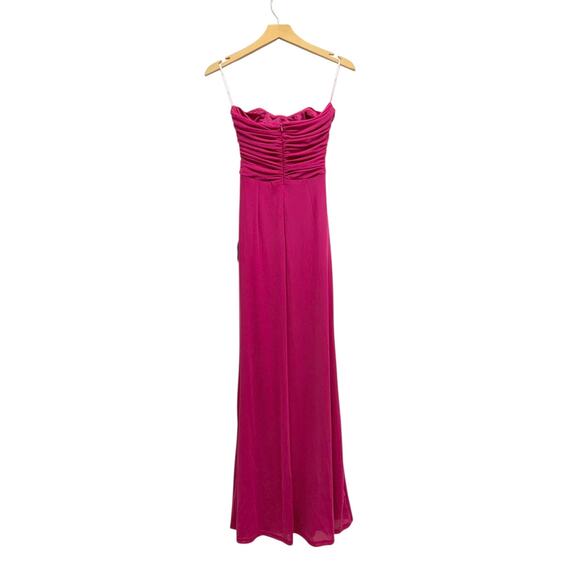 Lulus Epitome of Allure Fuchsia Mesh Strapless Ruched Maxi Dress size S NWT - Picture 2 of 8